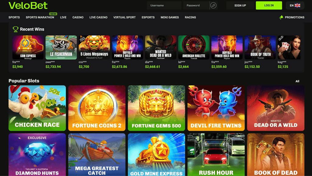 interface velobet casino