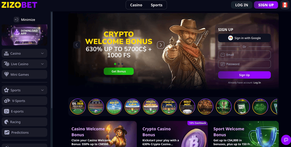 interface zizobet casino and sportsbook