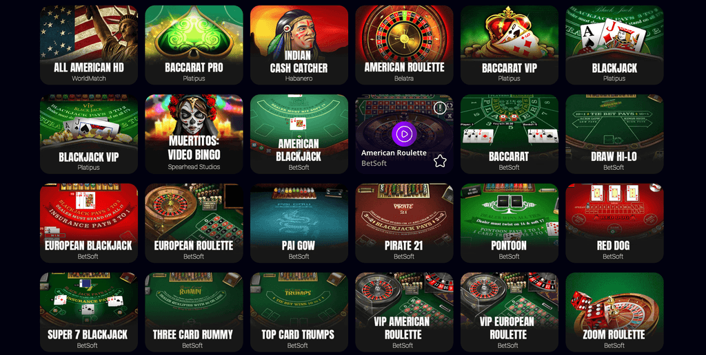 table games zizobet casino